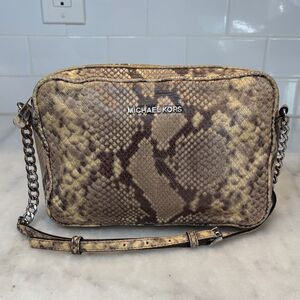 Michael Kors Bag Purse Crossbody Handbag Snake Print Leather Pocketbook